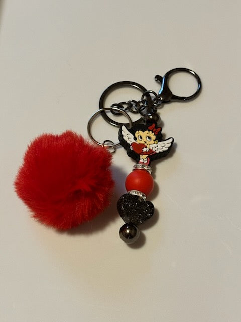 Betty Boop love keychain with pom pom