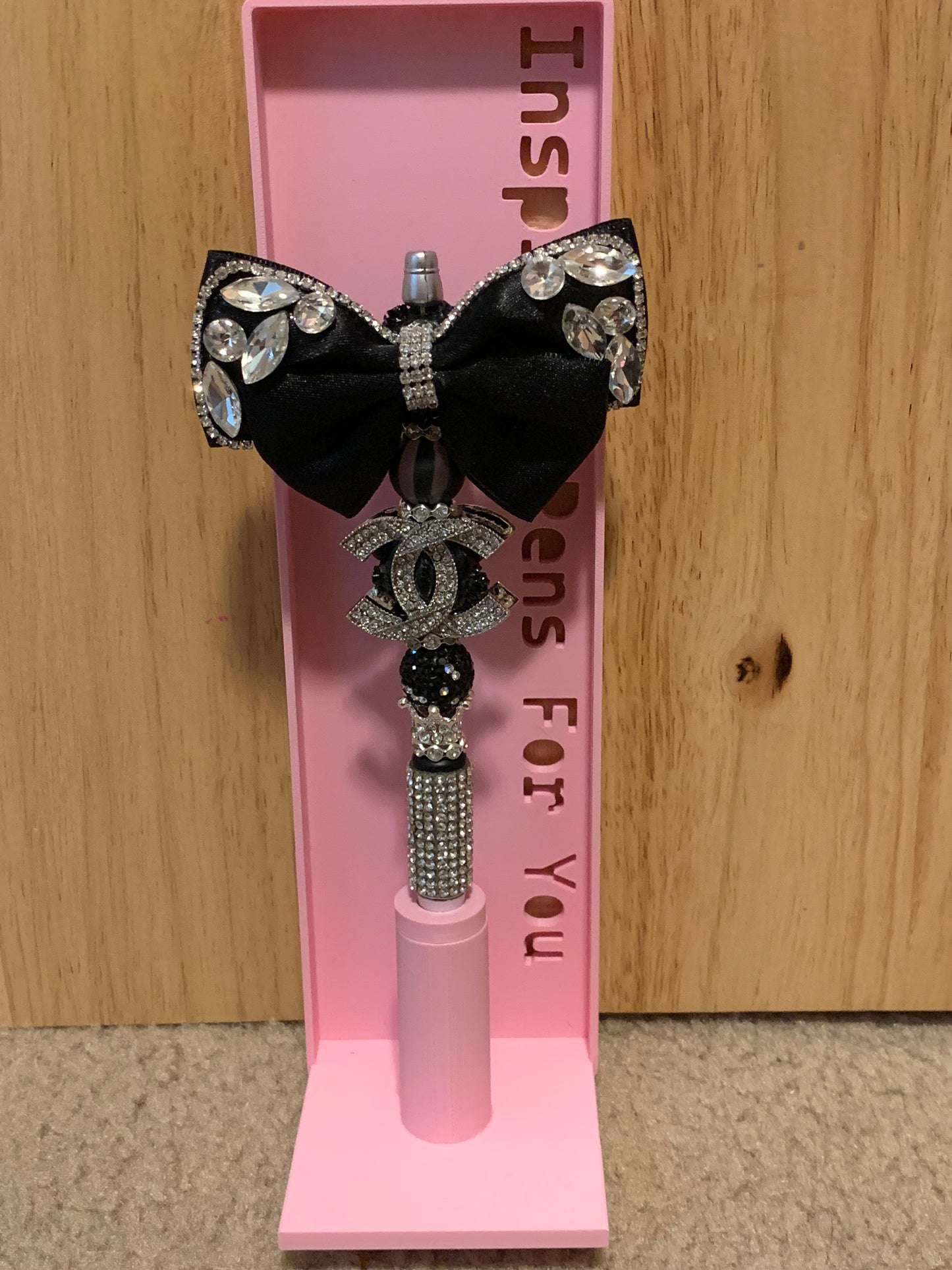 Chanel black fancy inspied bow