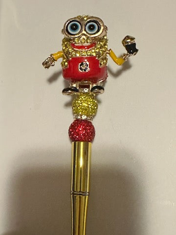 Bling Minion on gold pen
