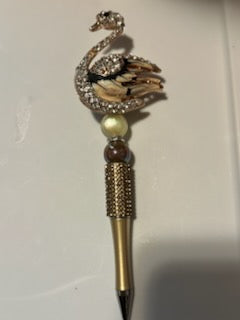 Gold bling swan pen