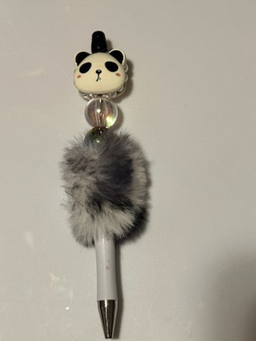 Panda head on fuzzy pen