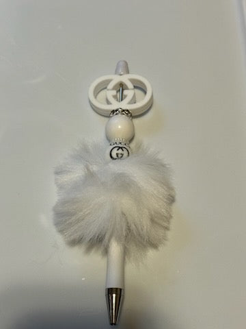 White fuzzy gucci pen