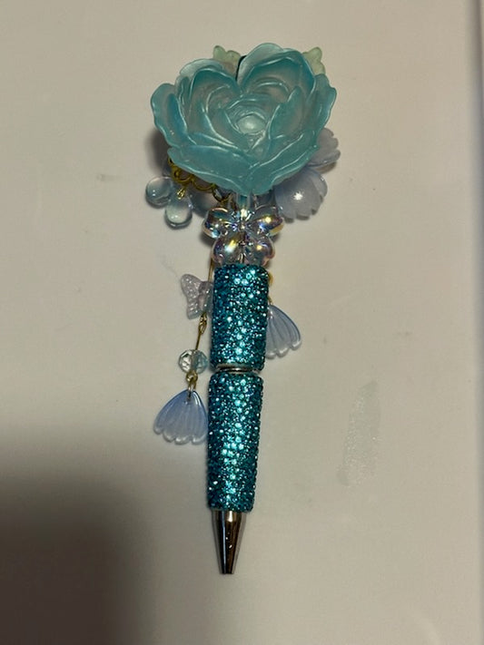 Big fancy light blue flower pen