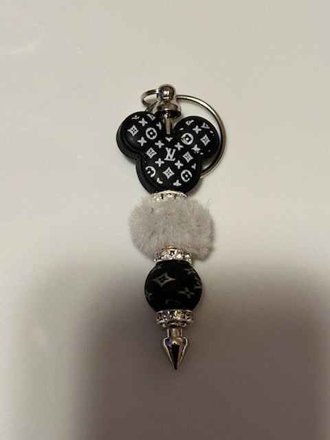 Black and gray LV ears keychain