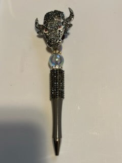 Bling bull head with hat pen