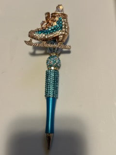 Bling gold and blue ice-skate
