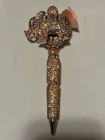 Bling pink and gold elephant pen