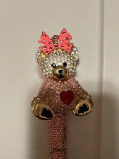 Bling pink teddy bear with bow