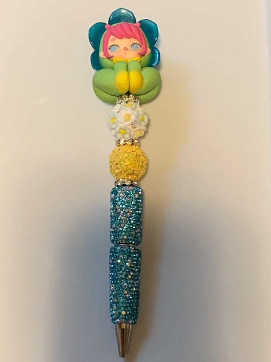 Blue Flower Girl Pen