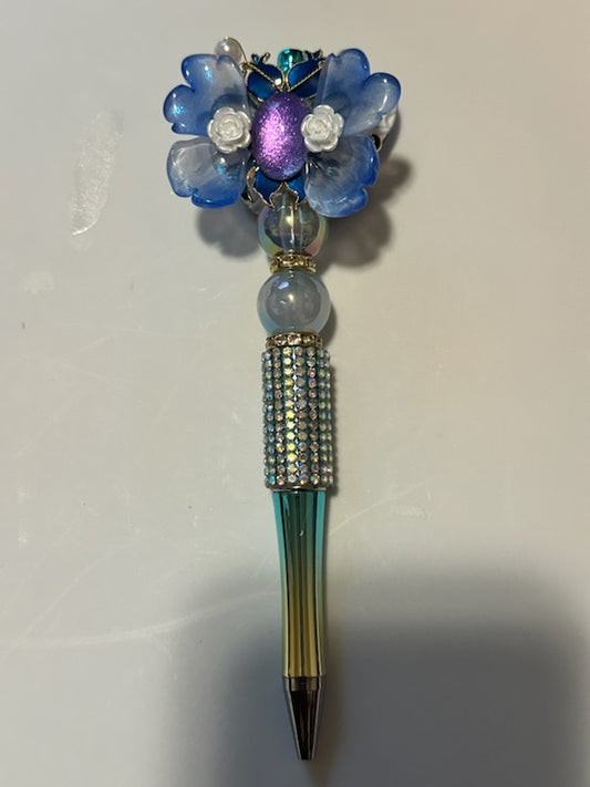 Blue and purple flower pen