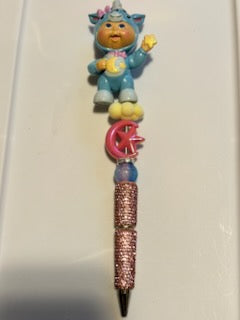 Blue unicorn cabbage patch with star and moon pen