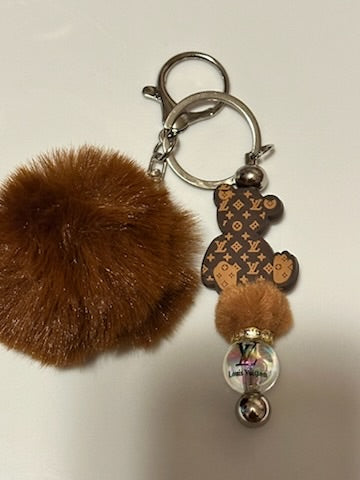 Brown LV bear keychain