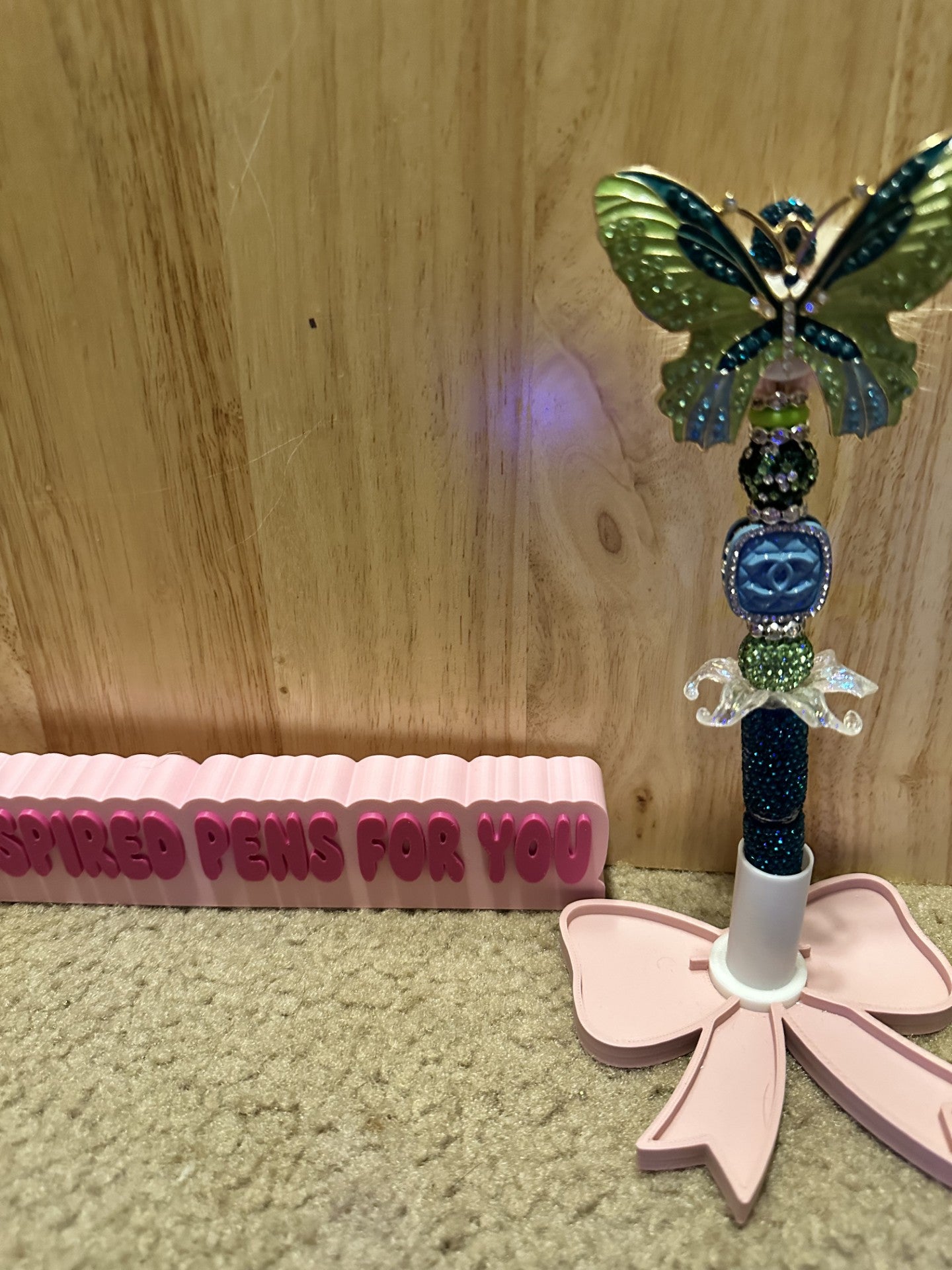 Inspiredblue and green  Chanel butterfly pen