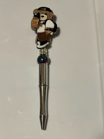 Cool bear with hat on pen