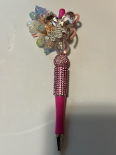 Flower with bling butterfly pen