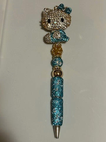 Fancy Bling Gold and Blue Hellokitty