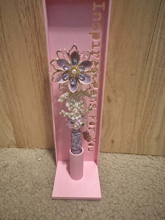 Gold inspired Chanel with purple flower pen