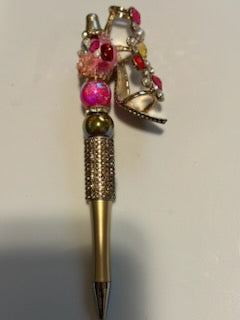 Gold and pink fancy heel pen