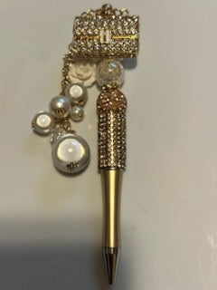 Gold bling fancy purse pen