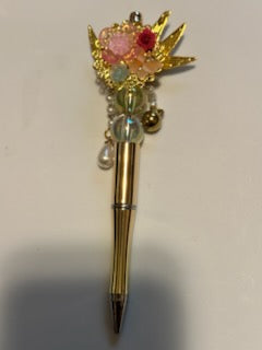 Gold fancy flower pen