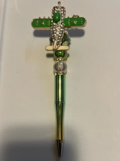 Green bling airplane pen