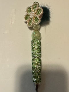 Green bling flower pen