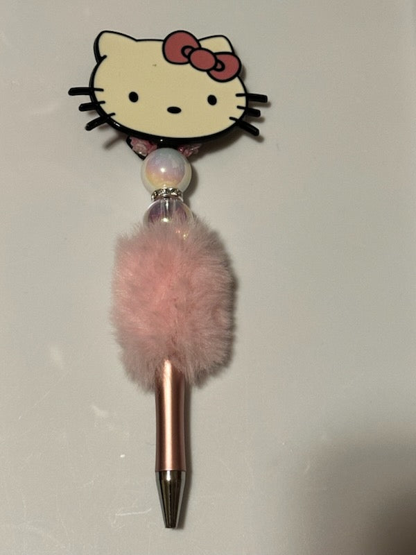 Hello kitty head on fuzzy pen