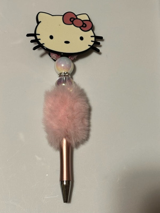Hello kitty head on fuzzy pen