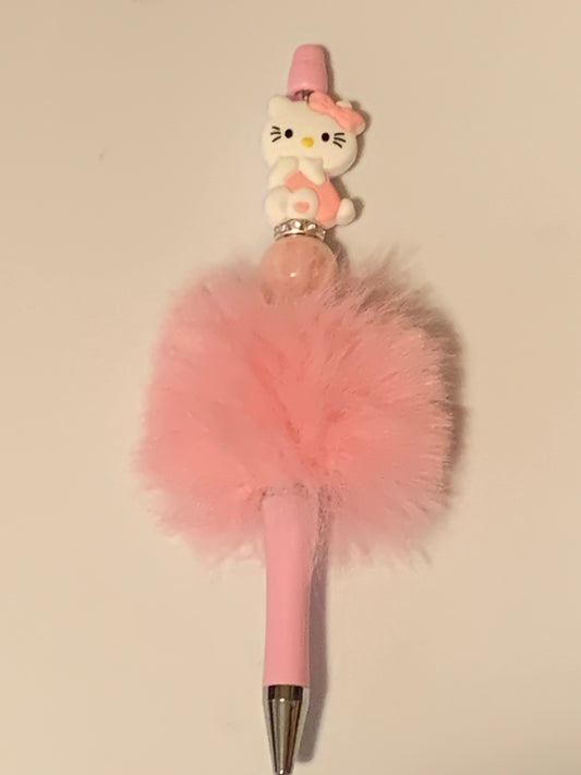 Light Pink Fuzzy Hello Kitty pen