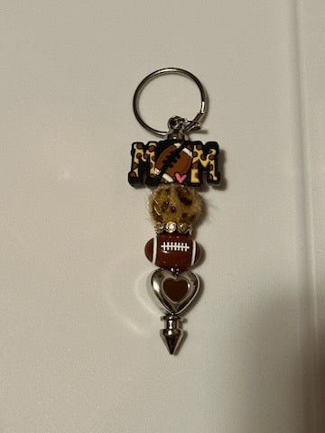 Mom loves football keychain