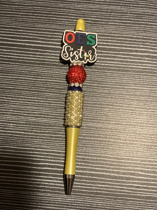 O.E.S. Sister on Gold bling pen