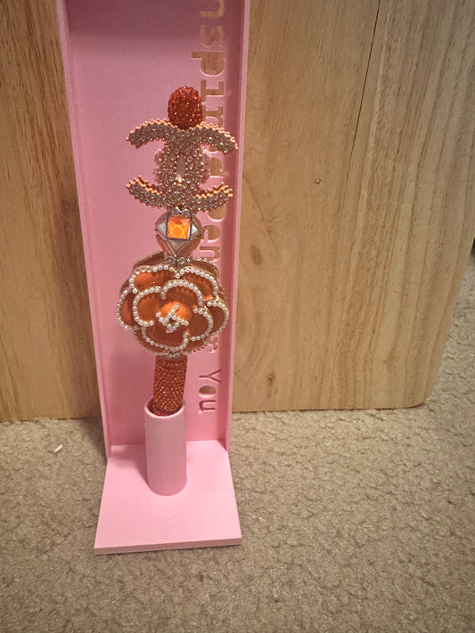Orange Chanel inspired flower pen