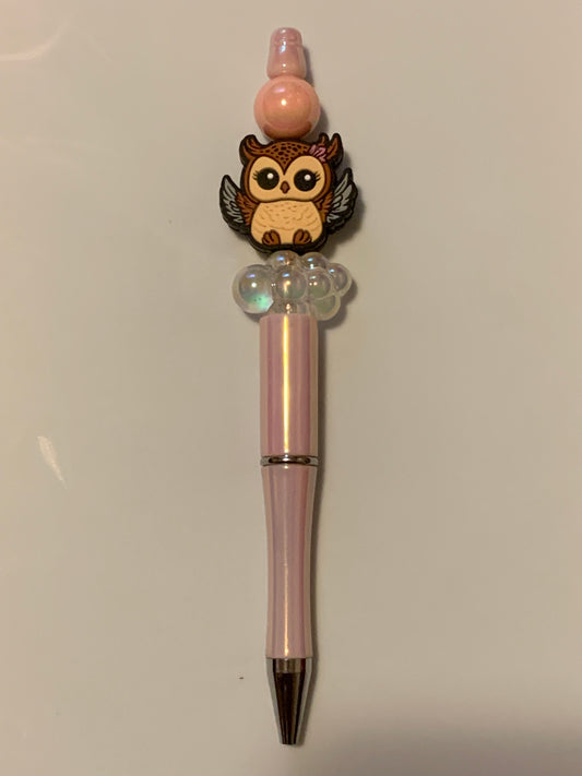 Owl on pink pen