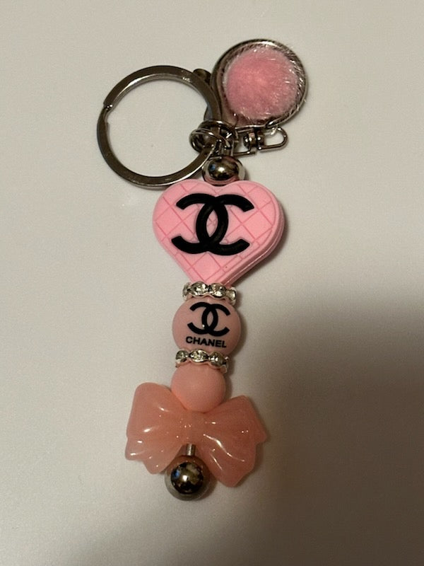 Pink Chanel Heart Keychain