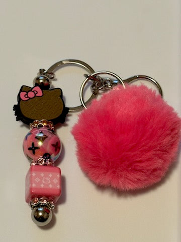 Pink and brown hello kitty LV keychain