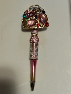 Rainbow bling gem purse pen