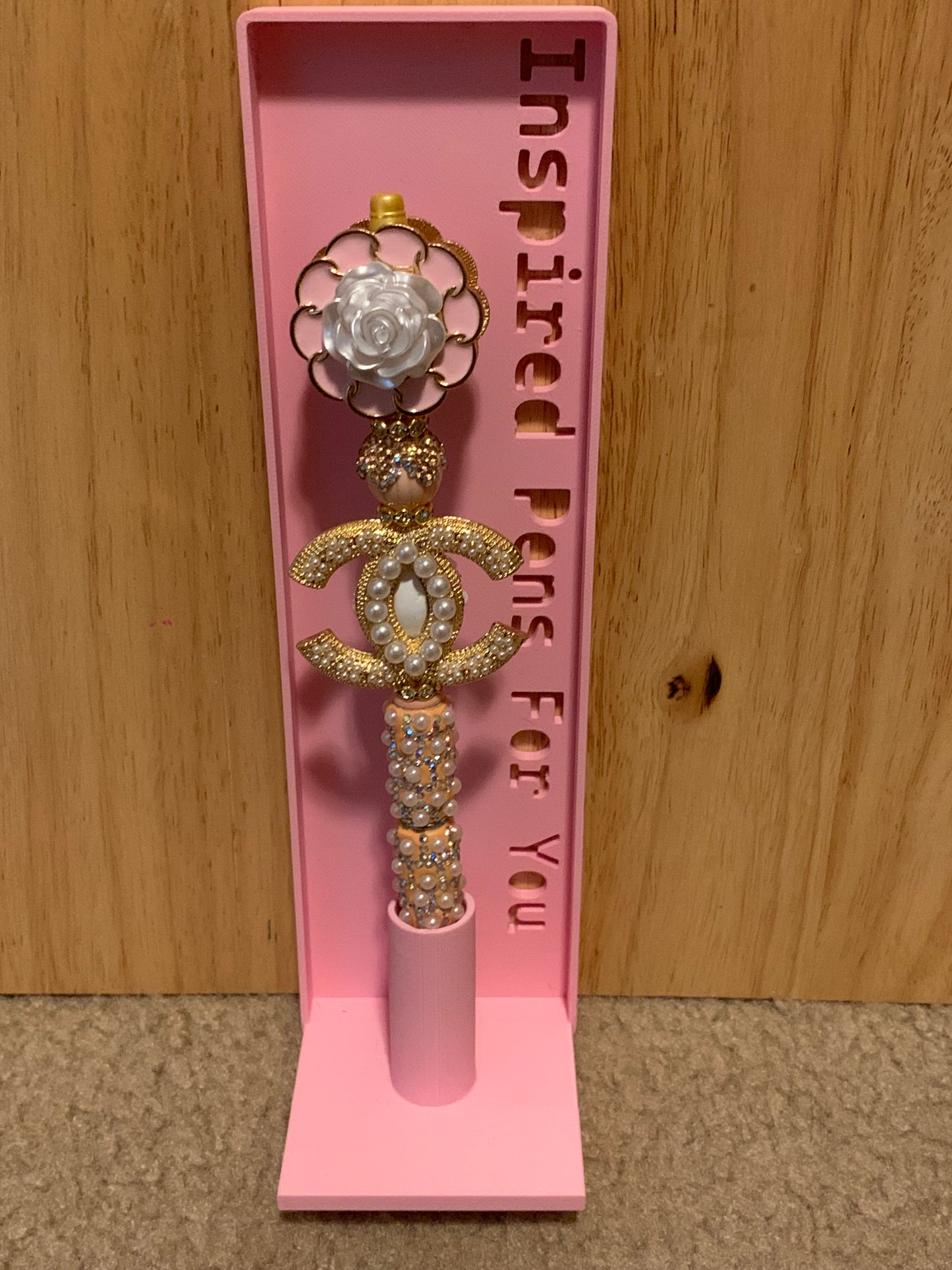 Pink and gold Chanel inspired flower pen