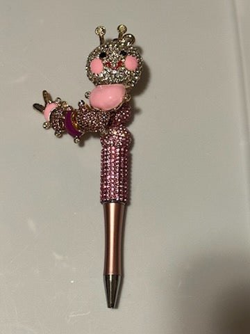 Pink bling caterpillar pen