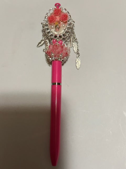 Pink flower on long pen