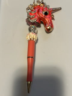 Pink unicorn head pen