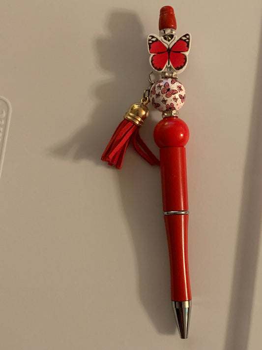 Red butterfly pen