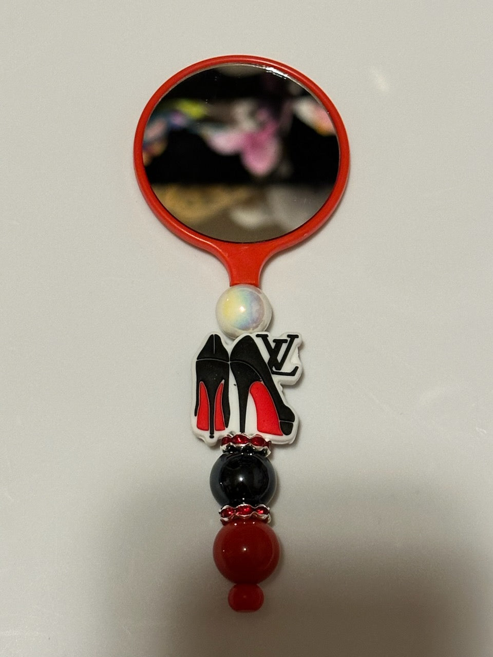 Red LV heels compact mirror