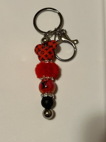 Red LV mickey ears keychain