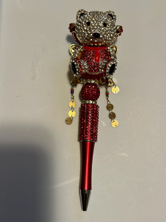 Red bling bear pen