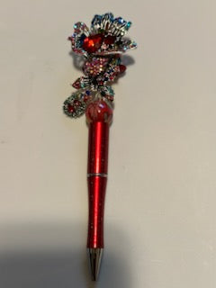 Red bling fancy flower pen