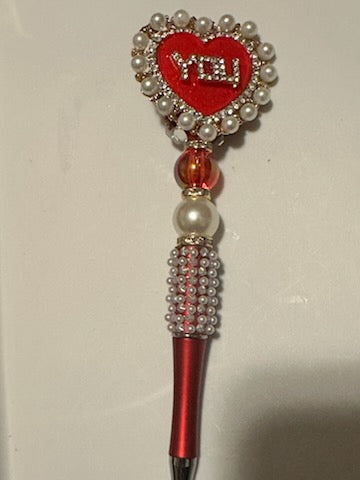 Red Fancy Pearl Heart