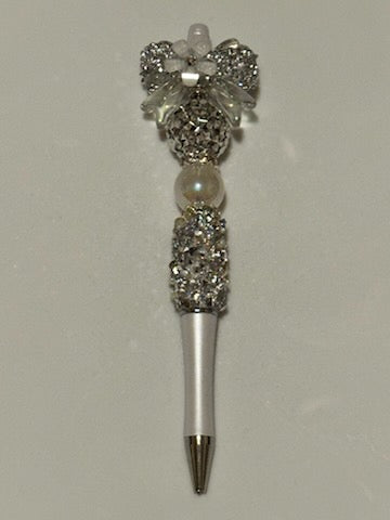 Silver bling bow pen