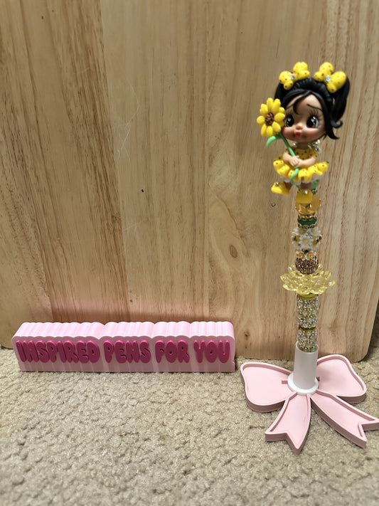 Sunflower clay girl doll