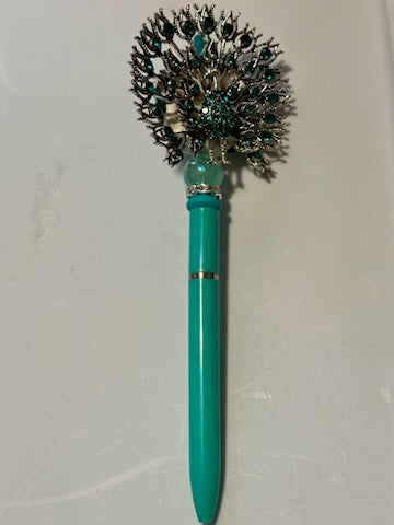 Teal peacock on long