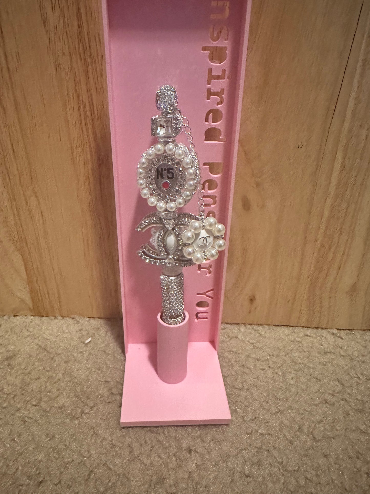 White and silver pearl inspired Chanel perfume pen